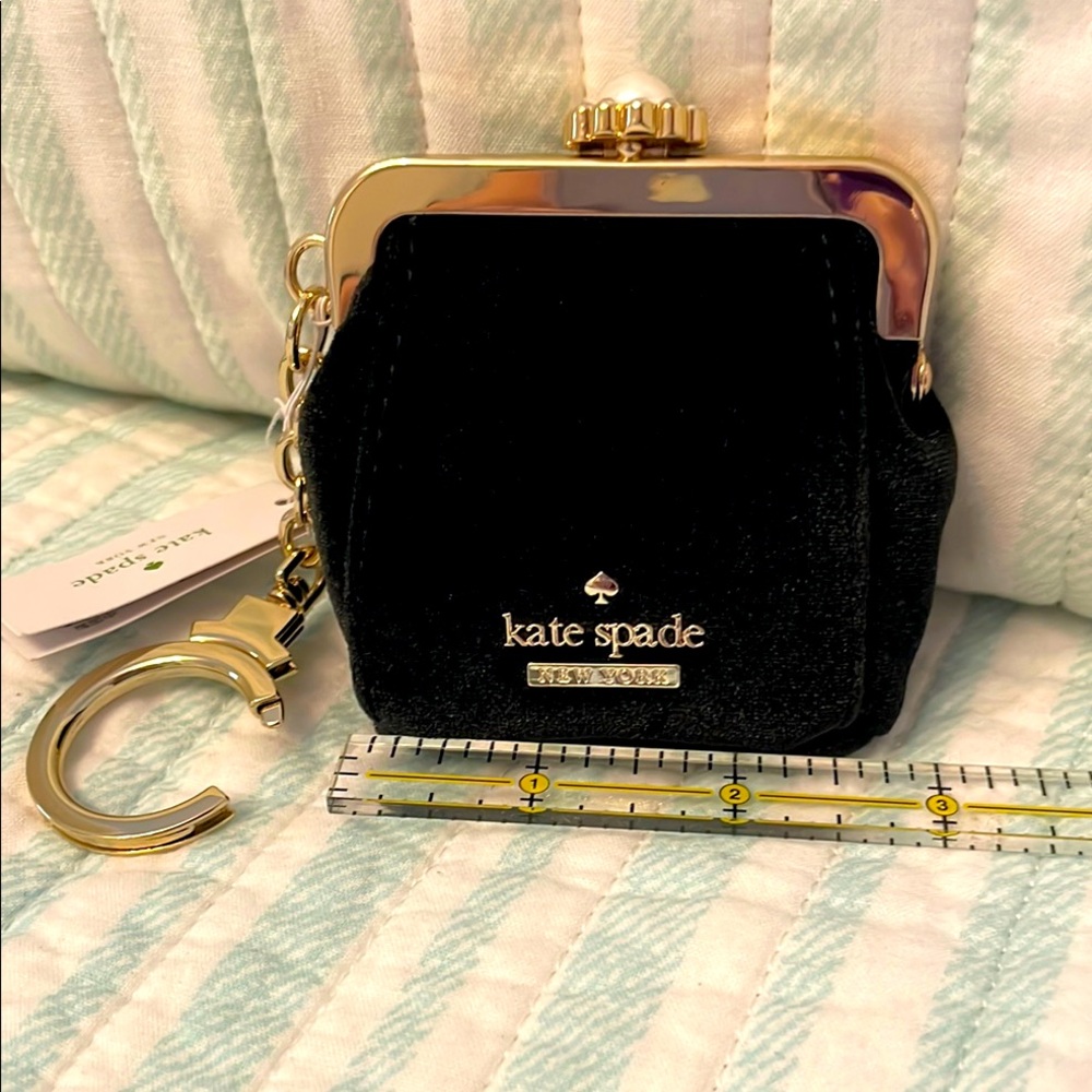 Kate Spade Black Velvet Mini Bag with Gold Accents